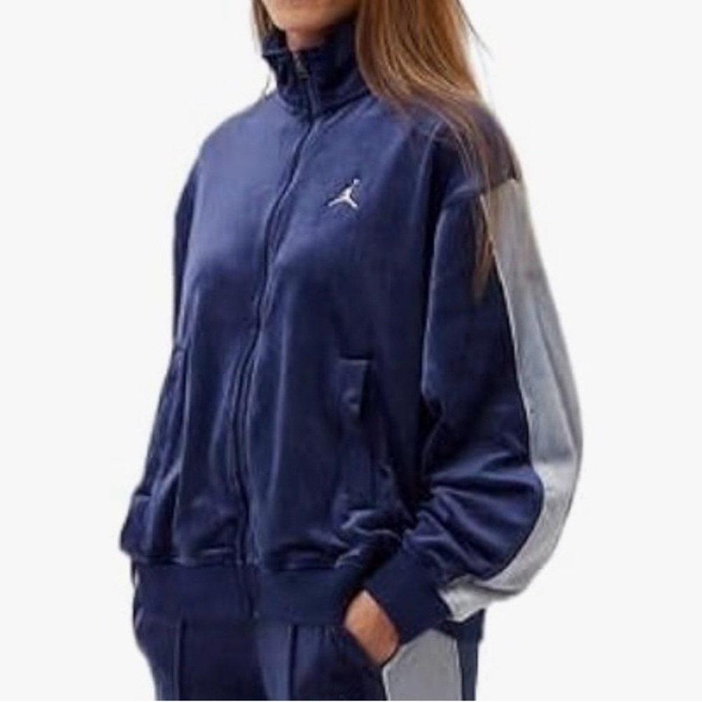 Nike Jordan Flight Women's Velour Jacket, oversized, sweatshirt full zip M NAVY​